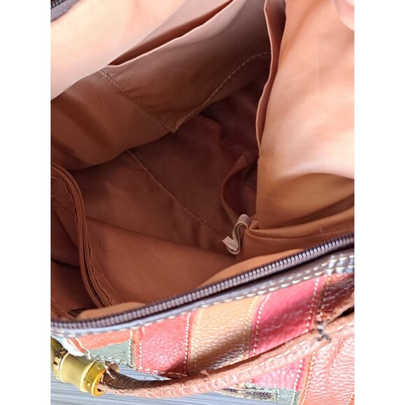 Chaos Multicolor Patchwork Leather Shoulder Bag Tassel Detail Festival Boho - Picture 12 of 12